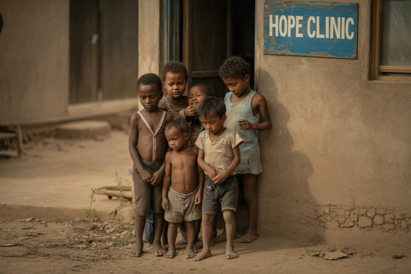 Sick and Hungry Children Waiting for Hope