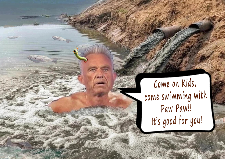 Man Swimming in sewage